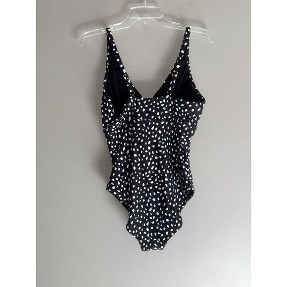 Leilani One Piece Swimsuit Black Adjustable Straps Flattering V Neck Bra‎ Cup 10 - Picture 5 of 13
